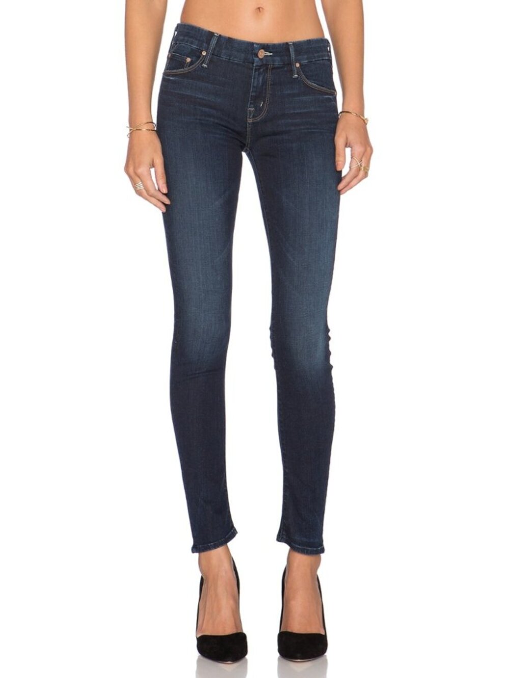 MOTHER The Looker Jeans in No Play Dark Wash Blue Mid Rise Skinny Womens Size 24
